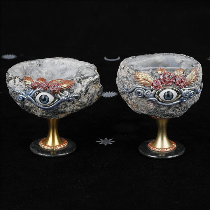 Géode de cristal naturel Olivenorma Décoration Saint Graal Mauvais œil