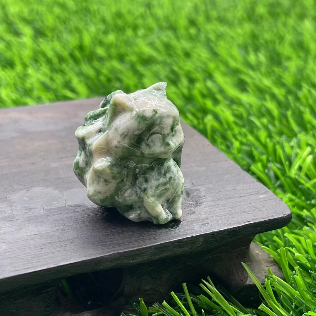 Décoration en pierre précieuse de renard à neuf queues en pierre naturelle Olivenorma de 3 cm