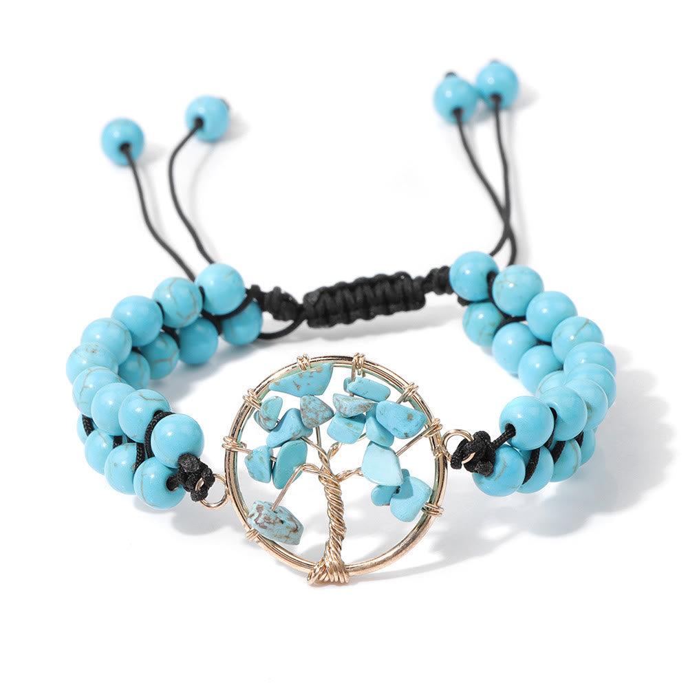 Bracelet Arbre de vie tressé double en perles de 6 mm Olivenorma