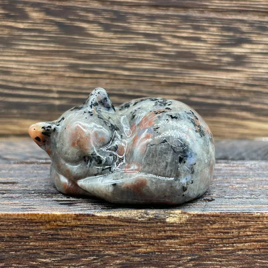 Décoration en pierre précieuse pour chat en cristal naturel Olivenorma de 4 cm