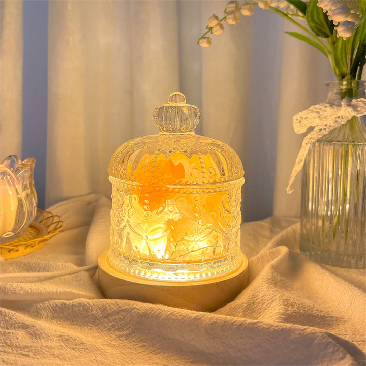 Lampe d'aromathérapie en cristal avec diffuseur en pierre sculptée Olivenorma
