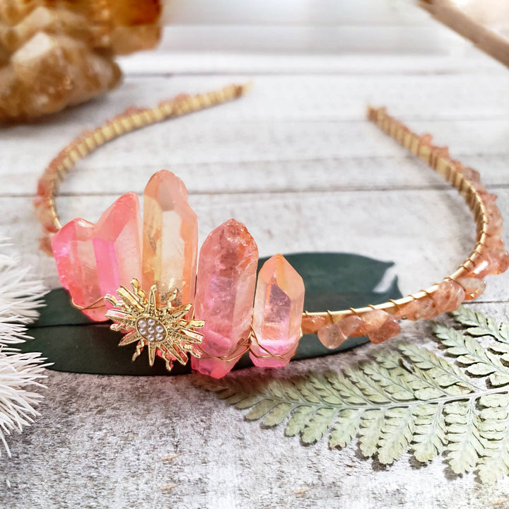 Couronne de cristal Boho Festival en cristal rose Olivenorma