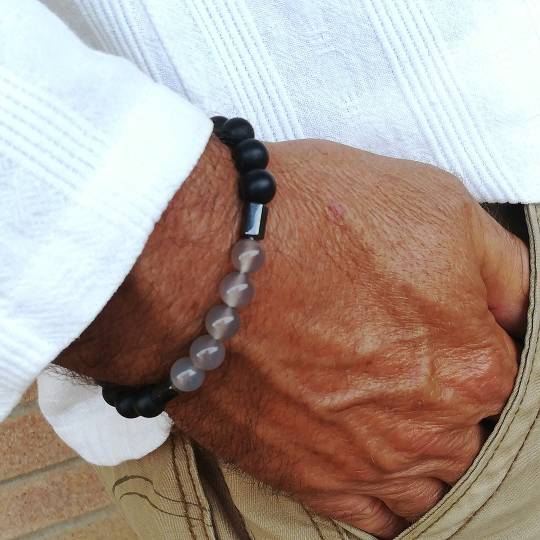 Bracelet à pierres précieuses empilables pour homme Olivenorma