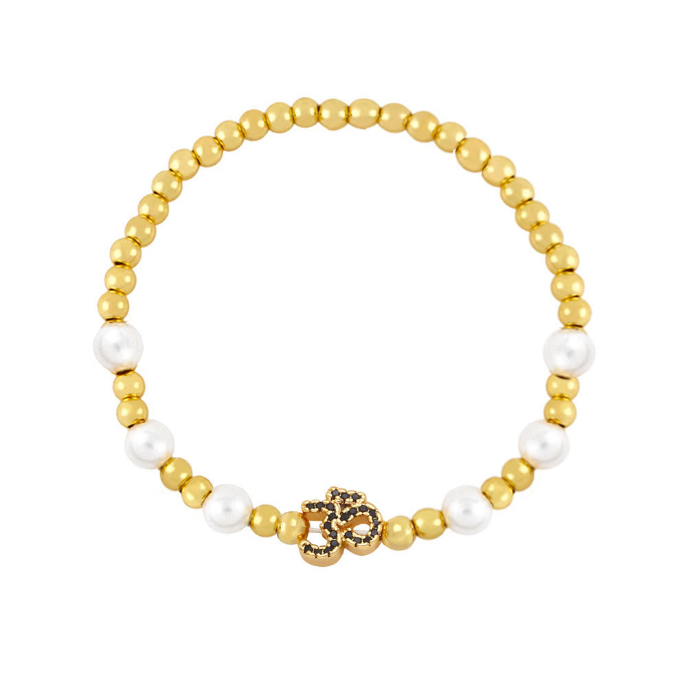 Bracelet symbole Om en perles de laiton Olivenorma