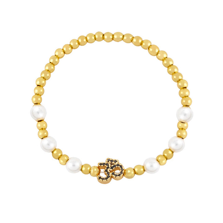 Bracelet symbole Om en perles de laiton Olivenorma