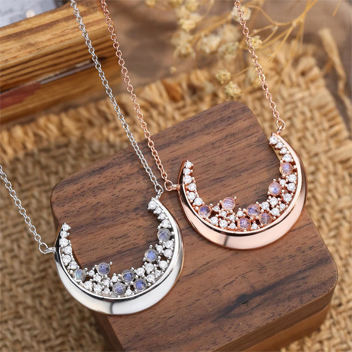 Collier pendentif en forme de croissant de lune naturel Olivenorma S925