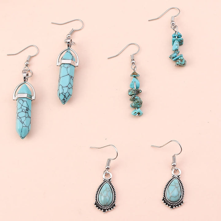 Ensemble de boucles d'oreilles et collier multicouches en turquoise Olivenorma