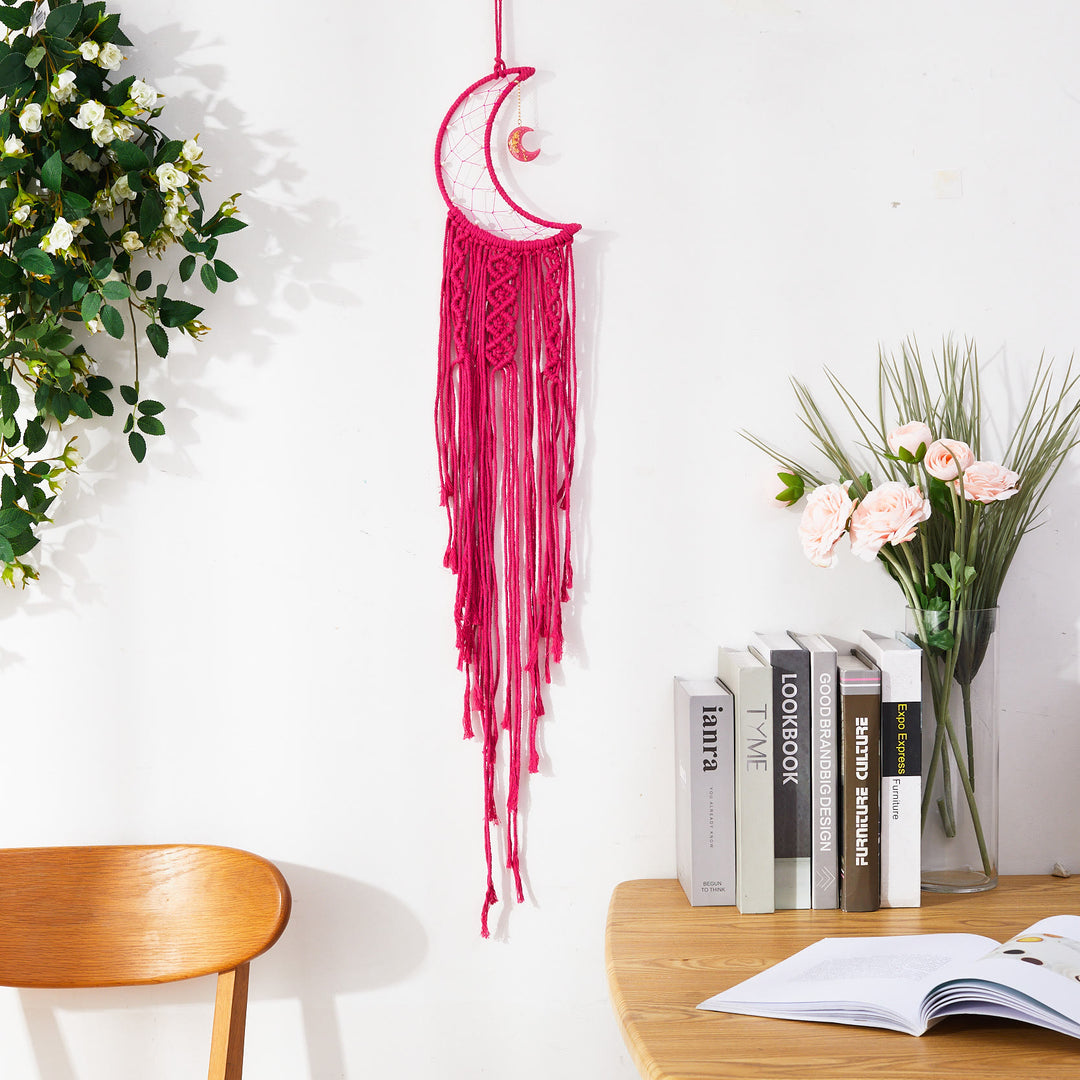 Attrape-rêves en macramé avec pompons et étoile de lune Olivenorma