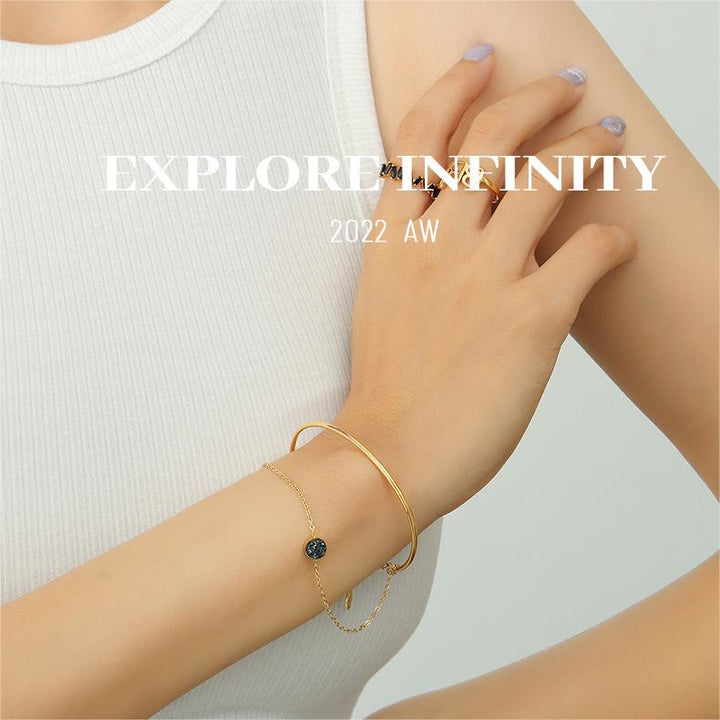 Bracelet double couche en tourmaline noire plaqué or 18 carats Olivenorma