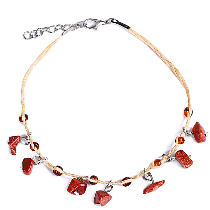 Bracelet de cheville avec pendentif en gravier de cristal naturel Olivenorma