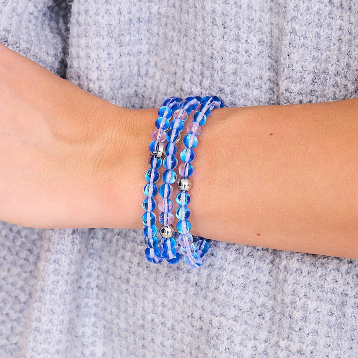 Bracelet en perles de verre cristal bleu Olivenorma