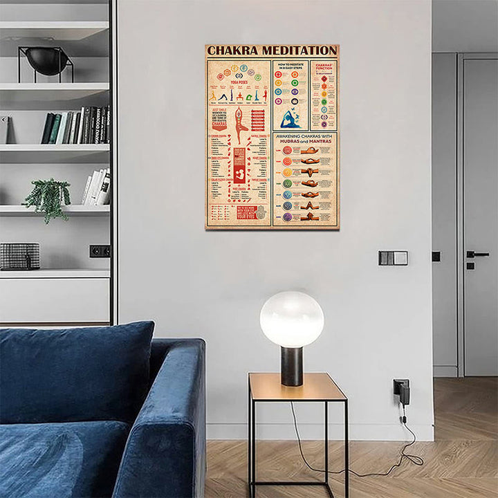 Affiche décorative de la chambre avec poses de yoga des chakras Olivenorma