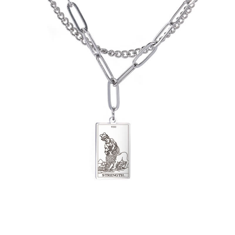 Collier à double chaîne avec carte de tarot Olivenorma