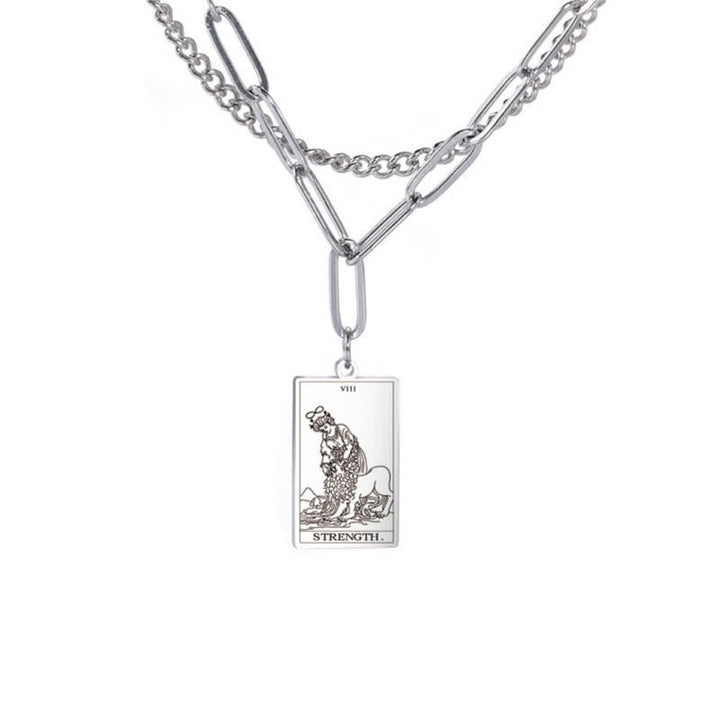 Collier à double chaîne avec carte de tarot Olivenorma
