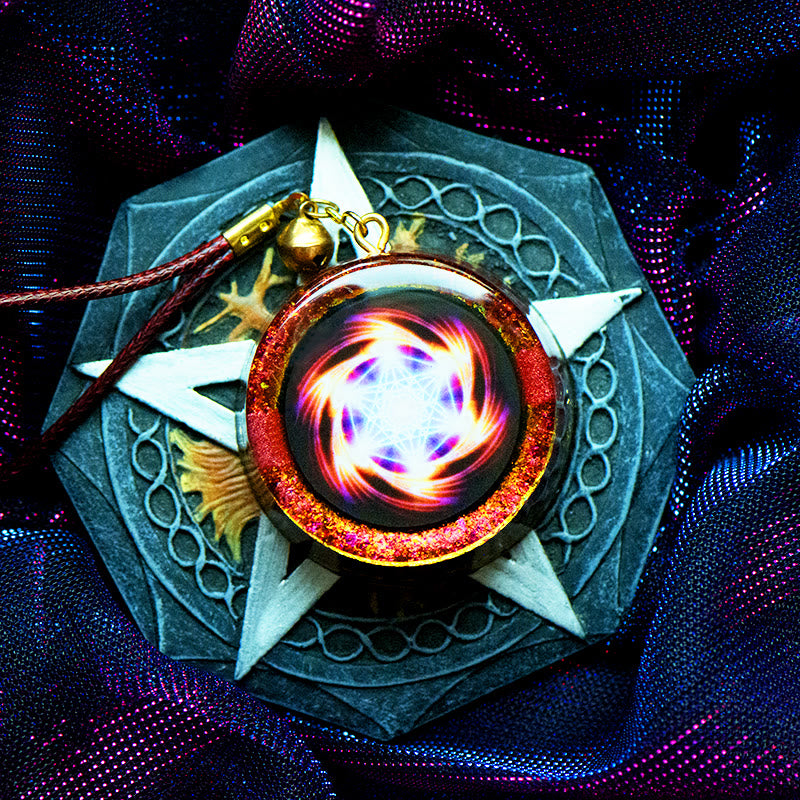 Collier Orgone Pendentif Maelström de Feu Métatronique Olivenorma
