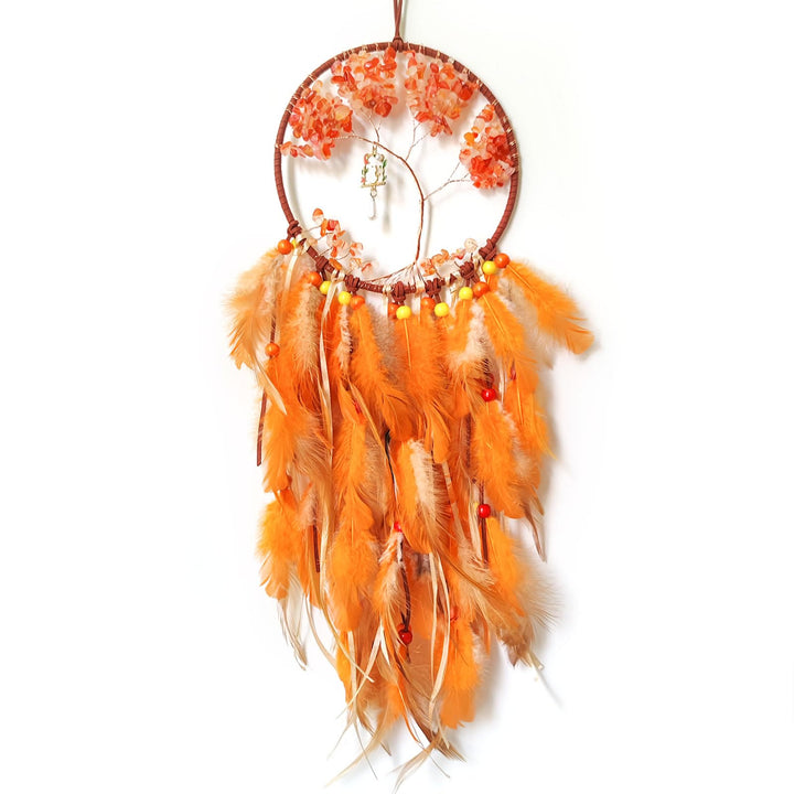 Pendentif Arbre de Vie Chaton Olivenorma Attrape-rêves orange