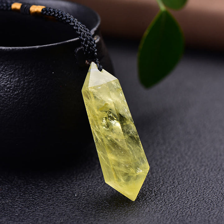 Olivenorma« Vie prospère » – Collier en cristal à prisme hexagonal en citrine