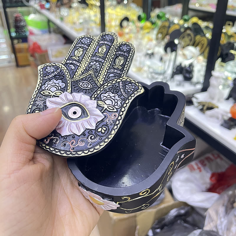 Décoration de boîte Hamsa peinte à la main Olivenorma