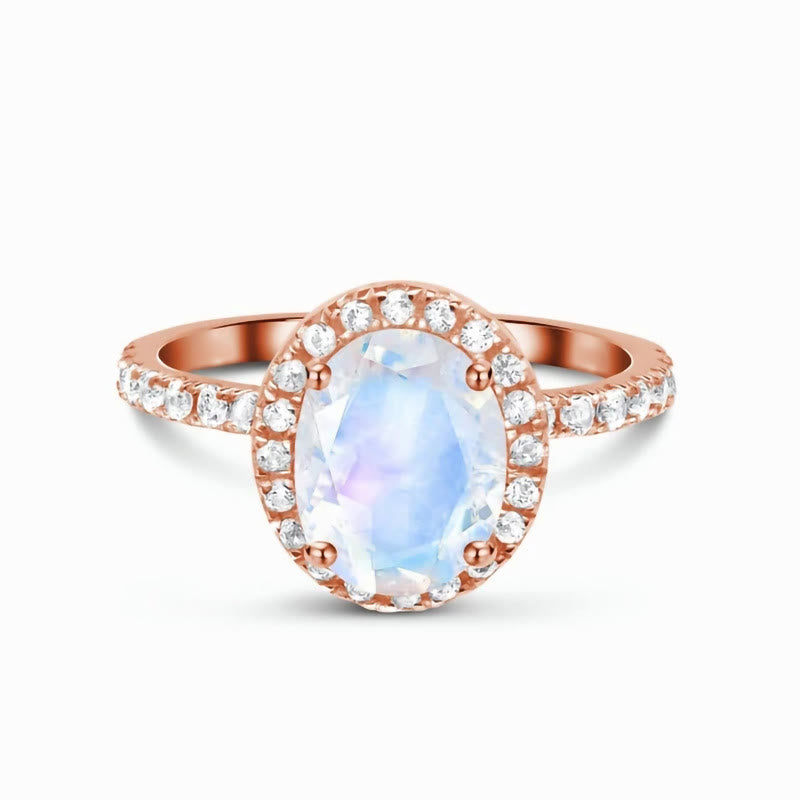 Bague de luxe en or rose avec pierre de lune Olivenorma