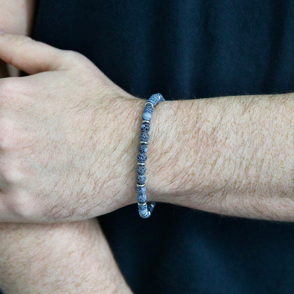 Bracelet en perles d'agate patinées Olivenorma