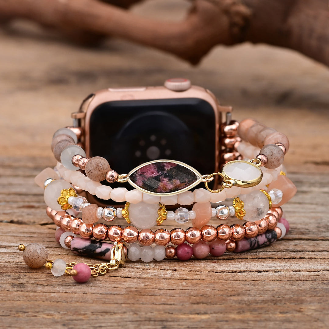 Bracelet Apple Watch Olivenorma en opale rose