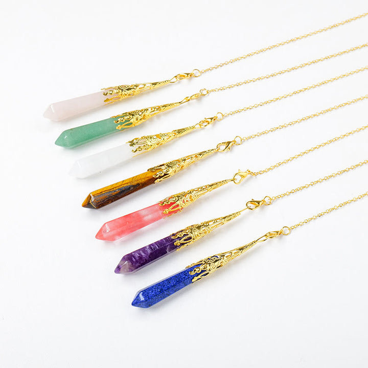 Pendule à chaîne en cuivre doré et argent avec cristaux naturels Olivenorma