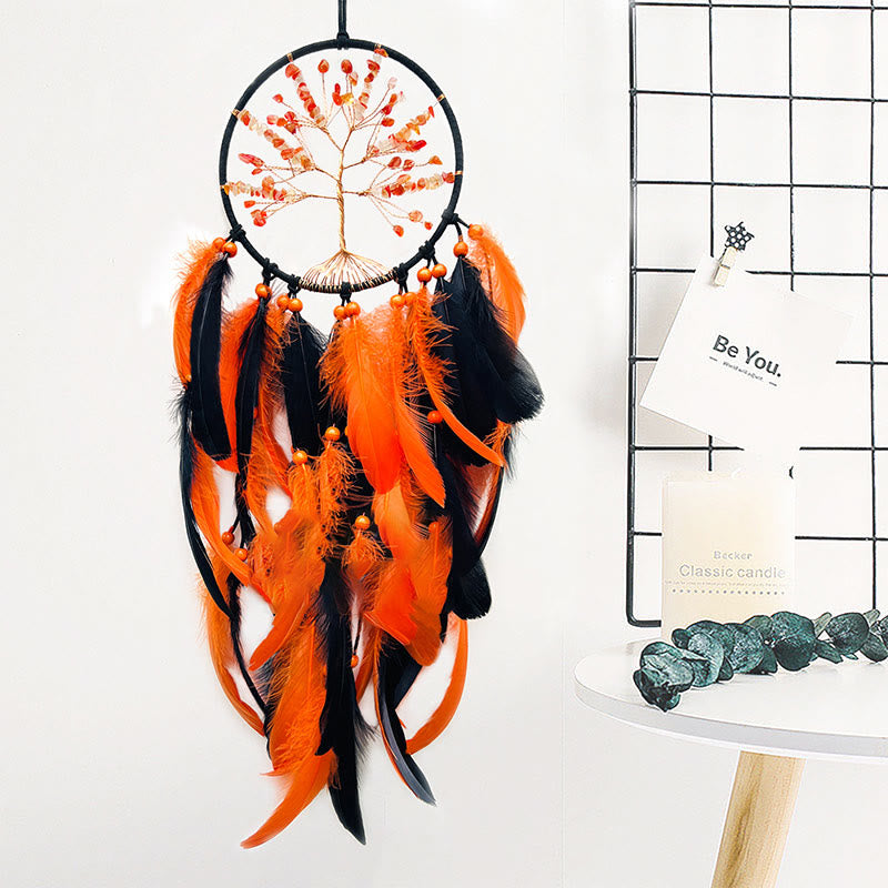 Attrape-rêves arbre de vie en agate jaune Olivenorma