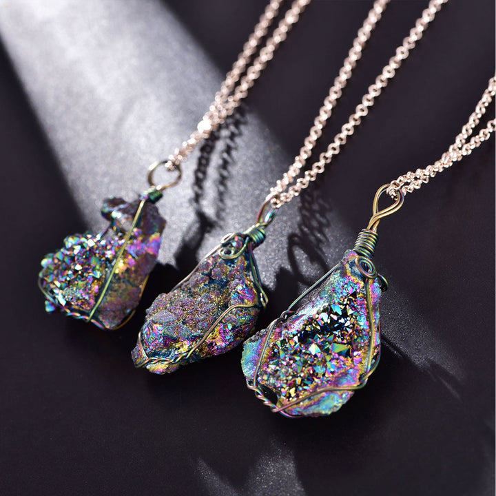 Collier en pierre géode irrégulière en labradorite naturelle Olivenorma