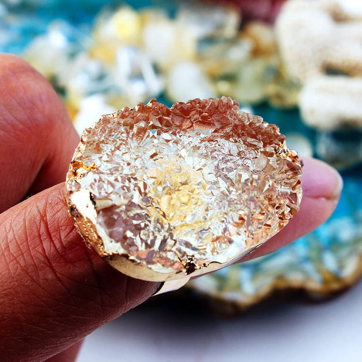 Bague en grappe de citrine et d'amazonite Olivenorma