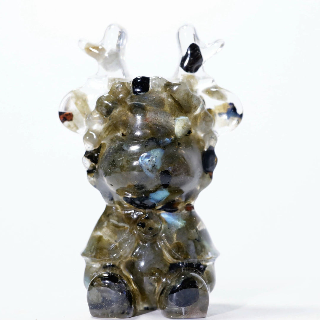 Décoration en pierre précieuse en forme d'élan en cristal naturel Olivenorma