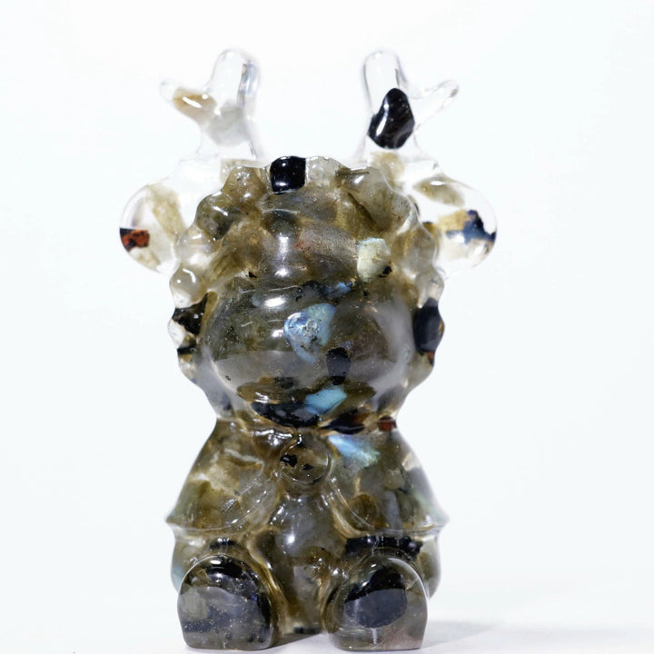 Décoration en pierre précieuse en forme d'élan en cristal naturel Olivenorma