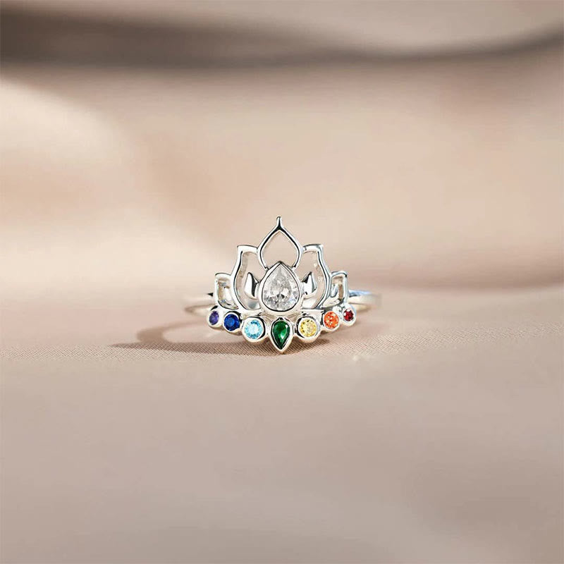 Bague de yoga arc-en-ciel avec lotus Olivenorma et 7 chakras