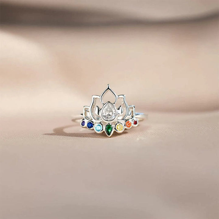 Bague de yoga arc-en-ciel avec lotus Olivenorma et 7 chakras