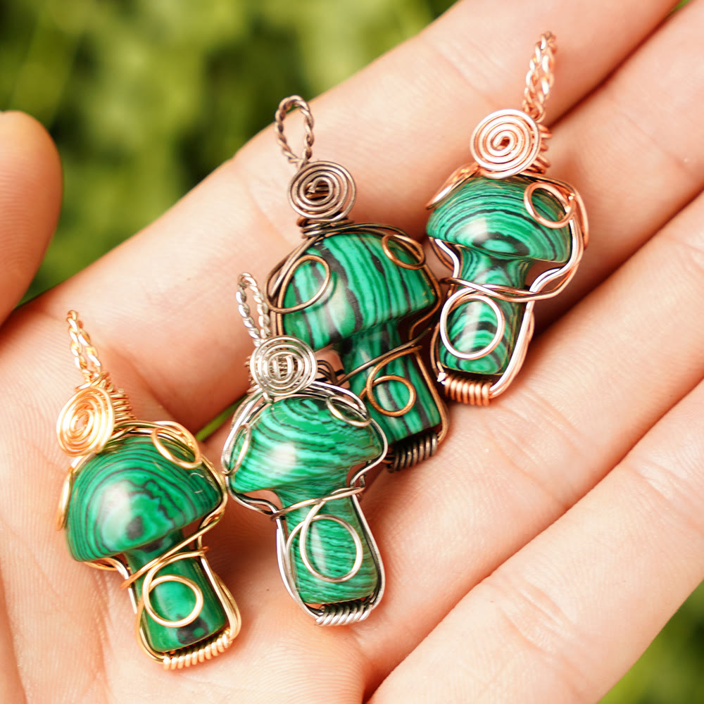 Collier en pierre de guérison naturelle Olivenorma aux champignons