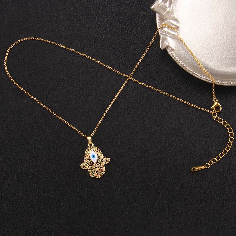 Collier Hamsa avec mauvais œil « Bonne fortune » Olivenorma
