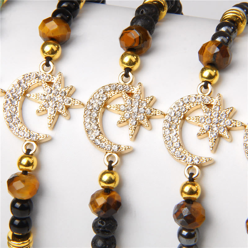 Bracelet lune et étoile en pierres précieuses Olivenorma « Moon And Starlight »