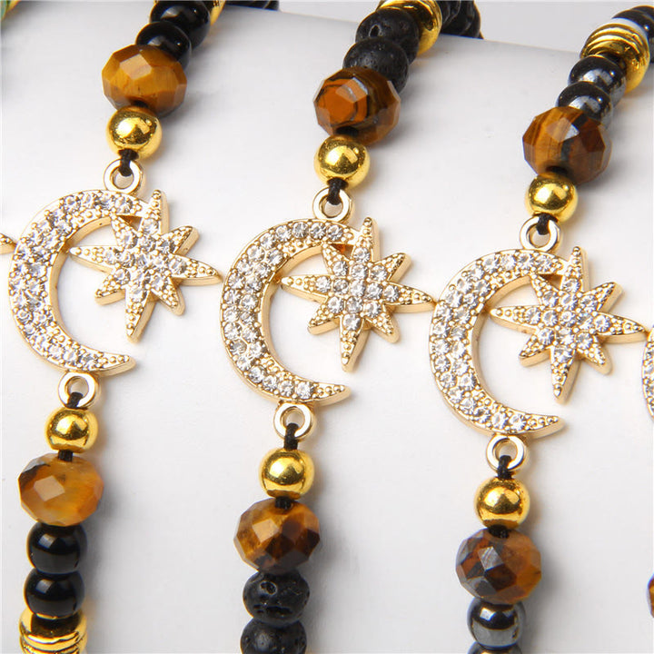 Bracelet lune et étoile en pierres précieuses Olivenorma « Moon And Starlight »