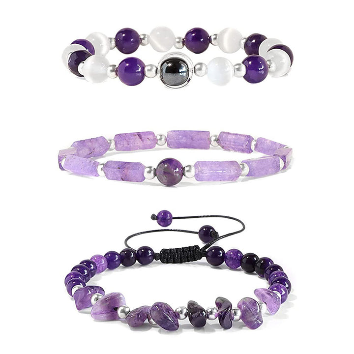 Bracelet en cristal naturel Olivenorma « Healing Wishes » en 3 pièces