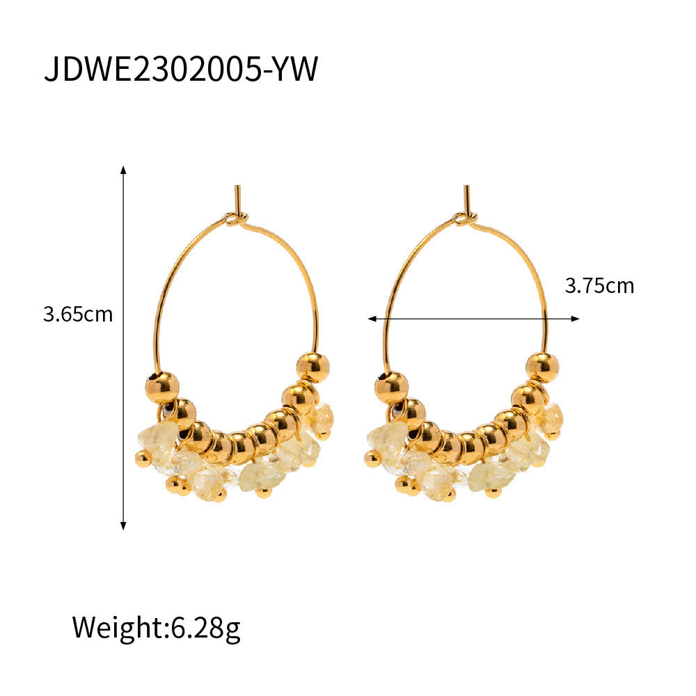 Boucles d'oreilles en acier inoxydable avec gravier naturel Olivenorma