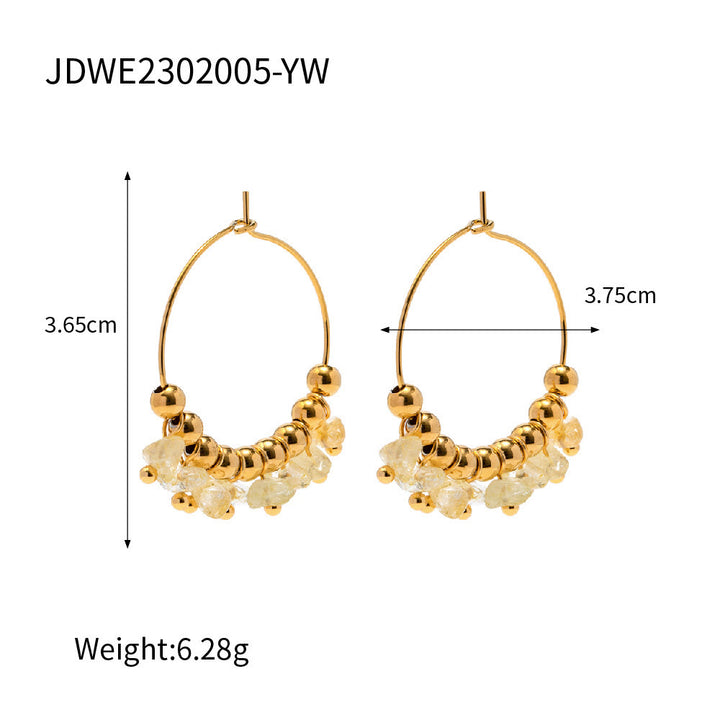Boucles d'oreilles en acier inoxydable avec gravier naturel Olivenorma