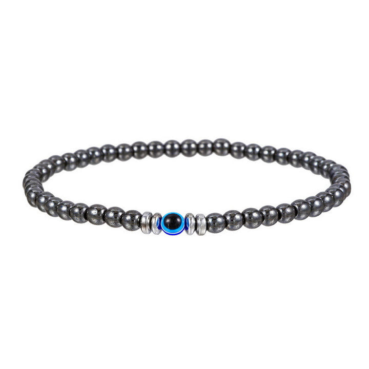 Bracelet Olivenorma pour homme en perles de pierre naturelle contre le mauvais œil de 4 mm