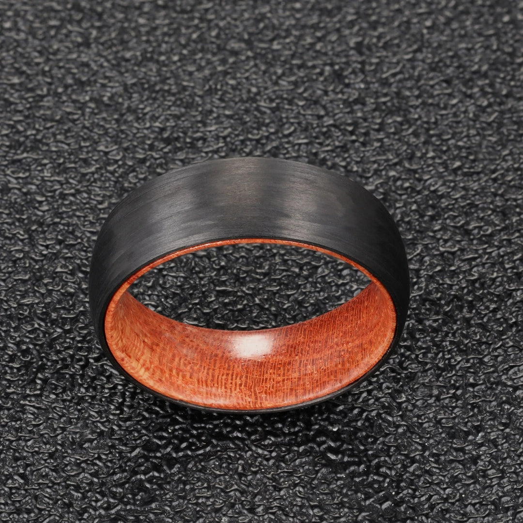 Bague en bois de tonneau de whisky en carbure de tungstène noir Olivenorma 8 mm