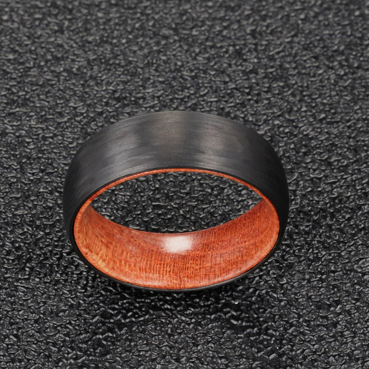 Bague en bois de tonneau de whisky en carbure de tungstène noir Olivenorma 8 mm