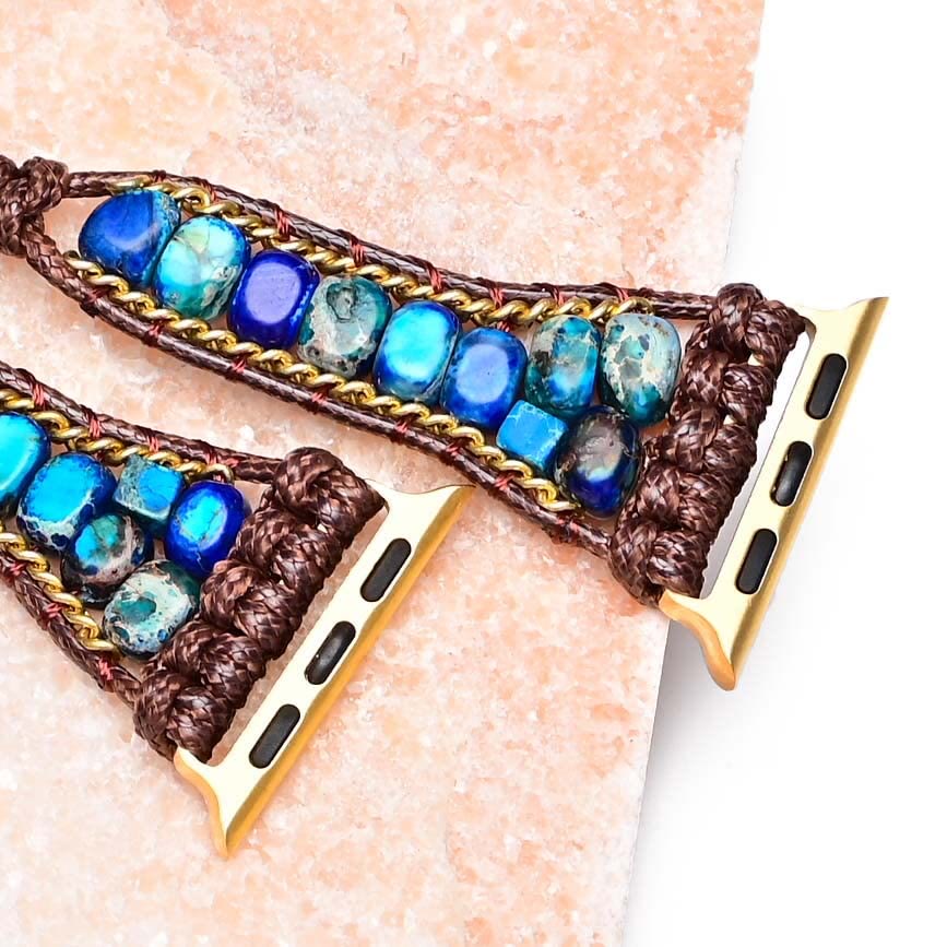 Bracelet enveloppant pour Apple Watch avec pierre empereur bleue Olivenorma