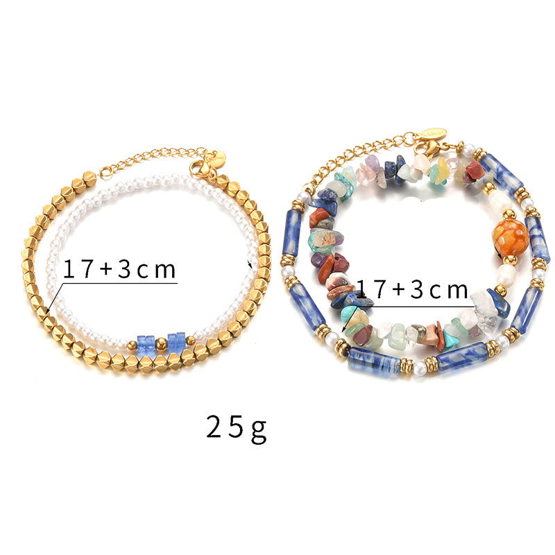 Ensemble de quatre bracelets en perles de cristal naturel Olivenorma