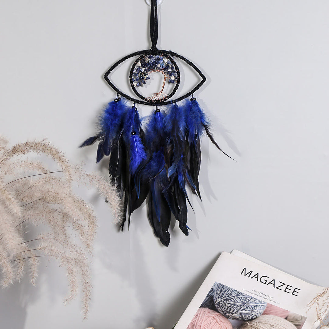Attrape-rêves en plumes avec arbre de vie en sodalite Olivenorma