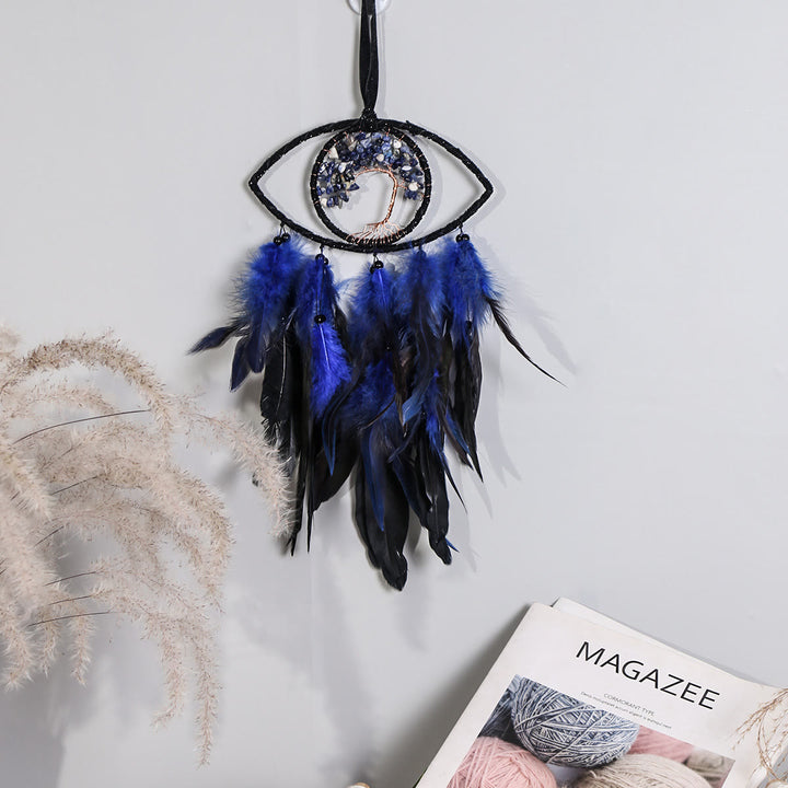 Attrape-rêves en plumes avec arbre de vie en sodalite Olivenorma