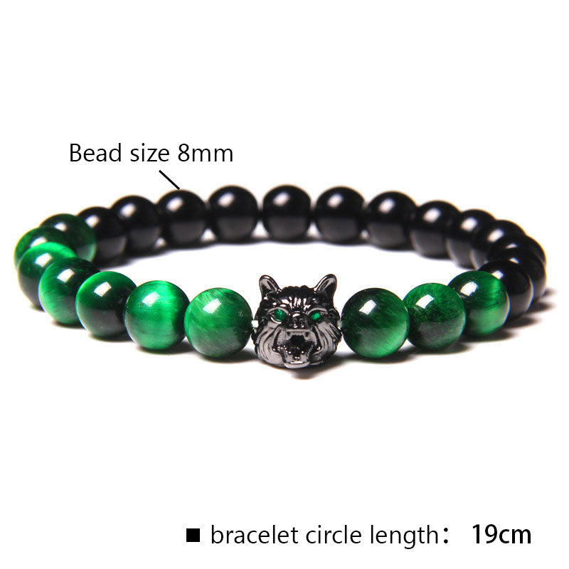 Bracelet Loup Oeil de Tigre Vert Olivenorma