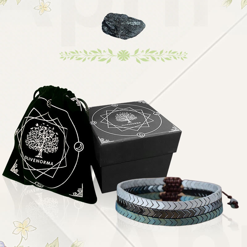 Bracelet ajustable Olivenorma en hématite mate avec flèches
