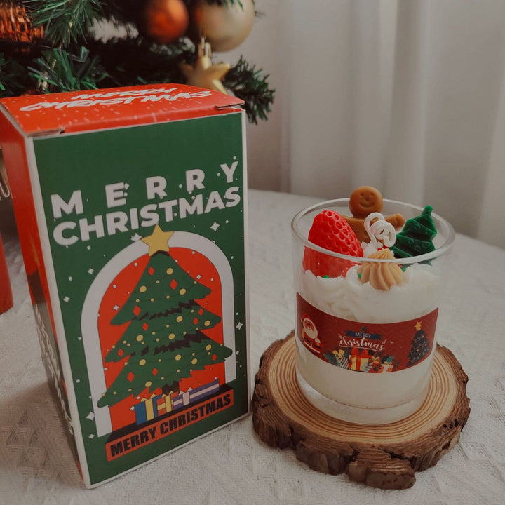 Bougie de Noël en forme de tasse de Père Noël, bonhomme de neige et élan Olivenorma